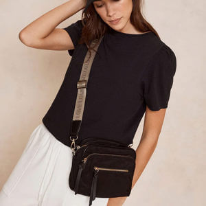 Mint Velvet Black Nylon Crossbody Bag